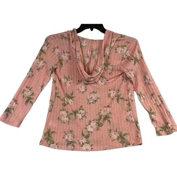 women self esteem vest/ top size m long sleeve color pink orange floral - Picture 2 of 12